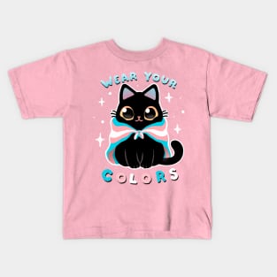 Trans LGBT Pride Cat - Kawaii Rainbow Kitty - Wear your colors Kids T-Shirt